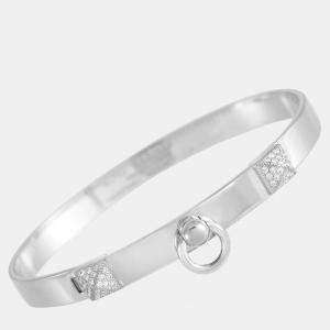 Hermes Collier De Chien 18K White Gold Diamond Bracelet