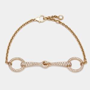 Hermes Filet d'Or Diamonds 18k Rose Gold Bracelet