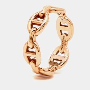 Hermès Chaine d'Ancre Enchainee 18k Rose Gold Ring Size 52