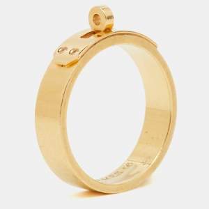 Hermes Kelly Diamond 18K Yellow Gold Small Model Band Ring Size 56