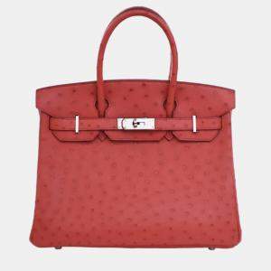 Hermes Bougainvillier Ostrich Leather Birkin 30 Tote Bag