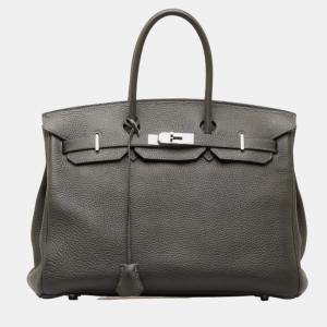 Hermes Grey Togo Leather Birkin 35 Tote Bag