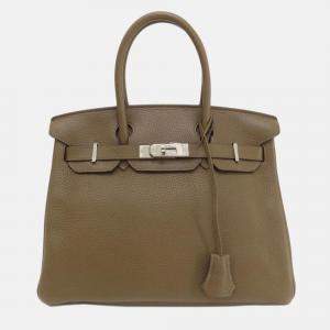 Hermes Taurillon Taupe Birkin 30 Handbag