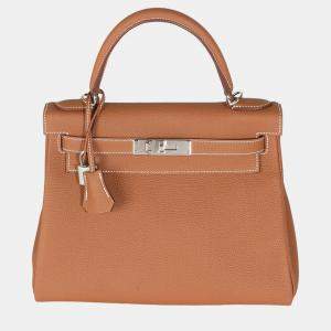 Hermes Gold Togo Retourne Kelly 28 PHW Bag