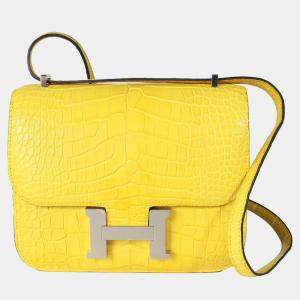 Hermes Mimosa Matte Mississippiensis Alligator Mini Constance III PHW Bag