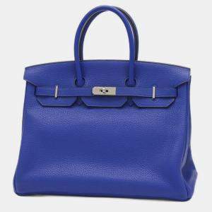 Hermes Blue Electric Togo Birkin 35 Handbag