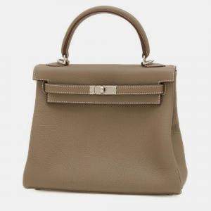 Hermes Etoupe Togo Kelly 25 Handbag