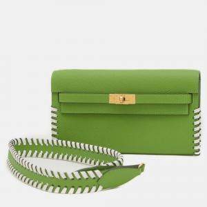 Hermes Traceage Epsom Vert Yucca Kelly To Go Shoulder Bag