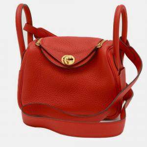 Hermes Rouge Coeur Taurillon Lindy Bag