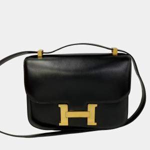 Hermes Black Leather 23 Box Constance Shoulder Bags