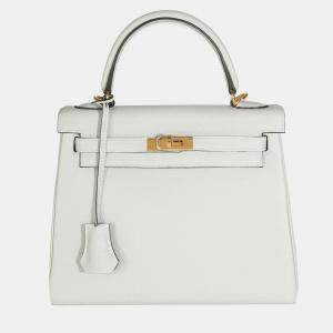 Hermes Gris Neve Togo Retourne Kelly 25 GHW Bag