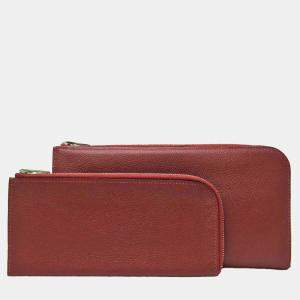 Hermes Rouge H Leather Remix Voyage Wallet