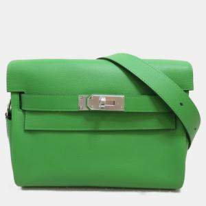 Hermes Green Vert Yucca Evercolor leather Kelly Messenger Bag PM