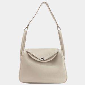 Hermes White Taurillon Lindy 26 Handbag