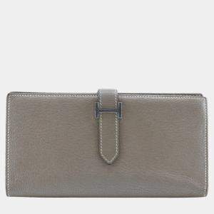 Hermes Beige Chevre Leather Bearn Wallet