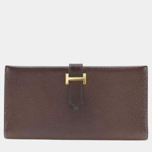 Hermes Brown Epsom Leather Bearn Wallet