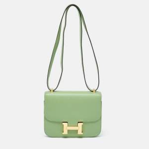 Hermès Pelouse Epsom Leather Gold Finish Constance 18 Bag 