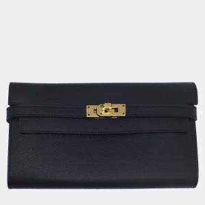 Hermes Black Epsom Leather Kelly Long Wallet