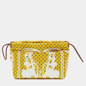 Hermes Yellow Silk and Barenia Leather Fourbi 20 Pouch 