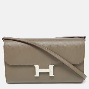 Hermès Gris Etain Epsom Leather Constance Long To Go Wallet