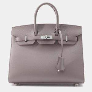 Hermes Etain Epsom Birkin Sellier 25 Top Handle Bag 