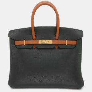 Hermes Star Mark Vert Fonce/Gold Togo Leather Birkin 35 Tote Bag