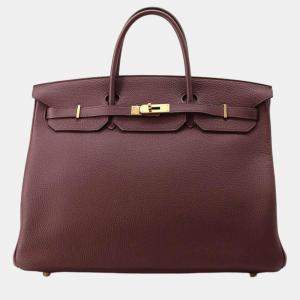 Hermes Rouge Sellier Togo Leather Birkin 40 Tote Bag