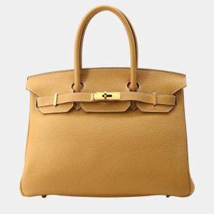 Hermes Natural Sable Togo Leather 30 Birkin Tote Bag