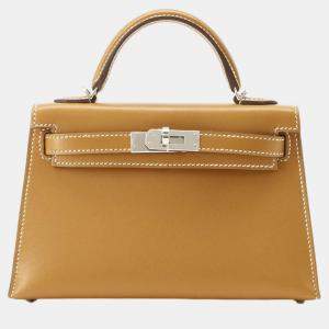 Hermes Natural Sable Voatler Mini Kelly II Top Handle Bag