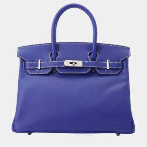 Hermes Candy Blue Electric/Mykonos Epsom 30 Birkin Tote Bag