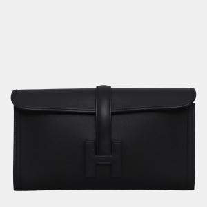 Hermes Noir Swift Leather Elan Jige 29 Clutch Bag