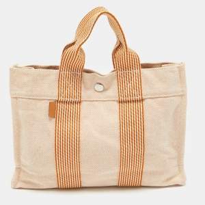 Hermes Peach Canvas Fourre Tout PM Bag