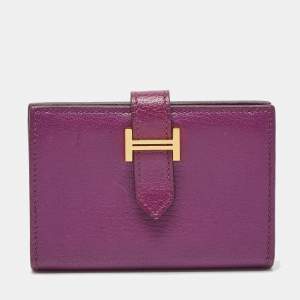 Hermes Anemone Chevre Chamkila Leather Bearn Card Holder