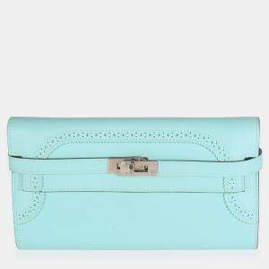 Hermes Bleu Atoll Swift Ghillies Kelly Longue Wallet PHW