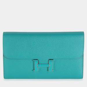 Hermes Bleu Paon Epsom Constance Long Wallet