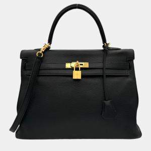 Hermes Noir Togo Kelly 35 Handbag