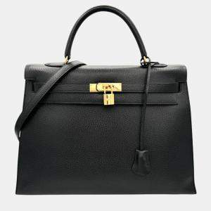 Hermes Noir Ardennes Kelly 35 Handbag