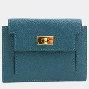 Hermes Green Leather Kelly Pocket Compact Wallet