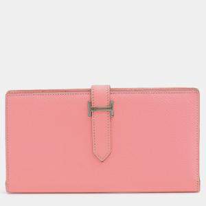 Hermes Rose Confetti Epsom Leather Bearn Wallet