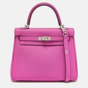 Hermès Magnolia Togo Leather Palladium Finish Kelly Retourne 25 Bag