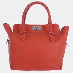 Hermes Red Orange Swift Calfskin Toolbox 26 Bag