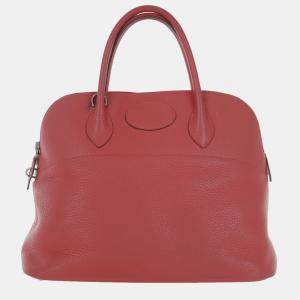 Hermes Rose Jaipur Clemence Leather Bolide 35 Bag