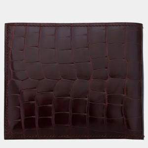 Hermes Bourgogne Shiny Alligator Leather Bifold Wallet