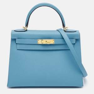 Pre Owned Hermès Blue Du Nord Epsom Leather Gold Finish Kelly Sellier 28 Bag