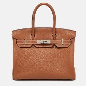 Hermes Gold Togo Leather Palladium Finish Birkin 30 Bag