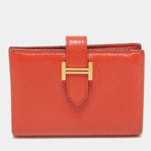 Hermes Capucine Chevre Leather Bearn Card Holder