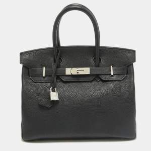 Hermes Noir Togo Leather Palladium Finish Birkin 30 Bag