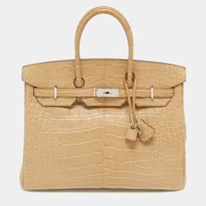 Hermes Poussiere Matte Alligator Palladium Finish Birkin 35 Bag