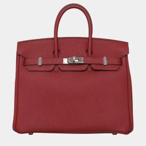 Hermes Birkin 25 Red Evergrain Leather PHW