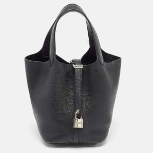 Hermes Black Togo Leather Picotin Lock 18 Bag